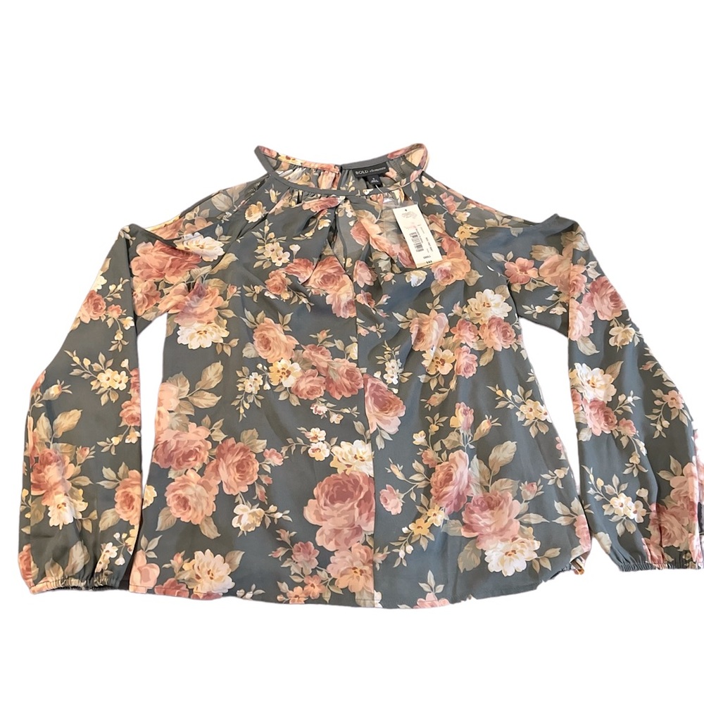 NWT BOLD Elements Cold Shoulder Peek a Boo Blouse Sz S - Picture 3 of 7